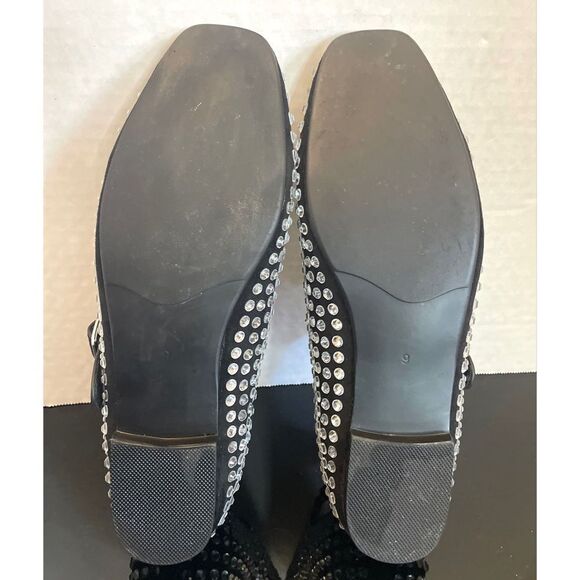 Olomisa Black Rhinestones Ballet Flats for Women Shoes SZ 9 Mary Jane Flats - Picture 10 of 12